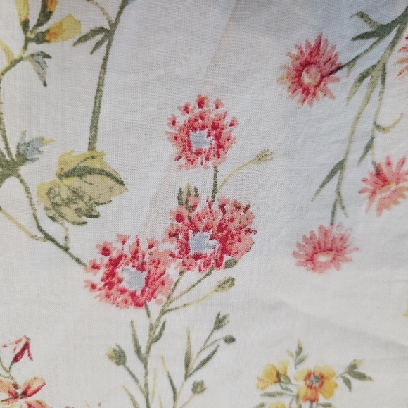 MINK Ivory Floral Puff Sleeve Cotton Blouse Lace Trim Women’s Medium - Picture 9 of 11